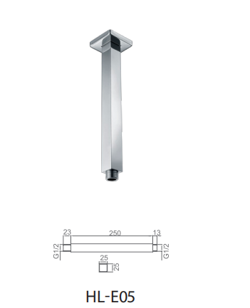 250mm Shower Wall Square Pipe